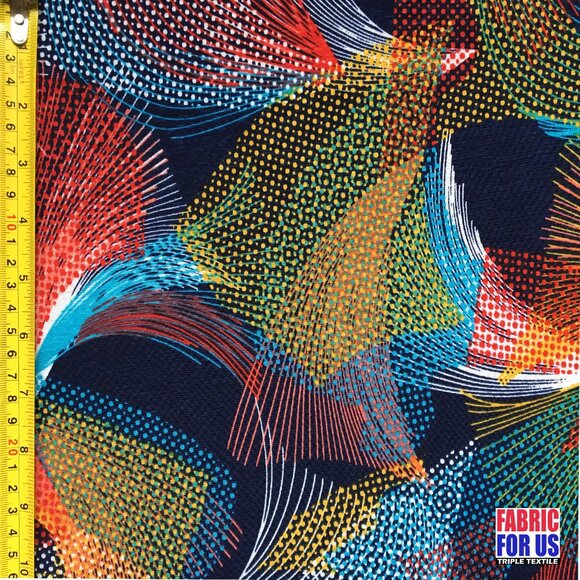 Spiral Fan Multi-Color Stretch Poly-Spandex Print Fabric 58" Wide - Picture 2 of 3